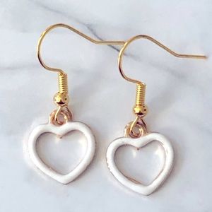 New Dainty Dangling Love Hearts Hoop Cute Fun Hand Crafted White Earrings Gifts